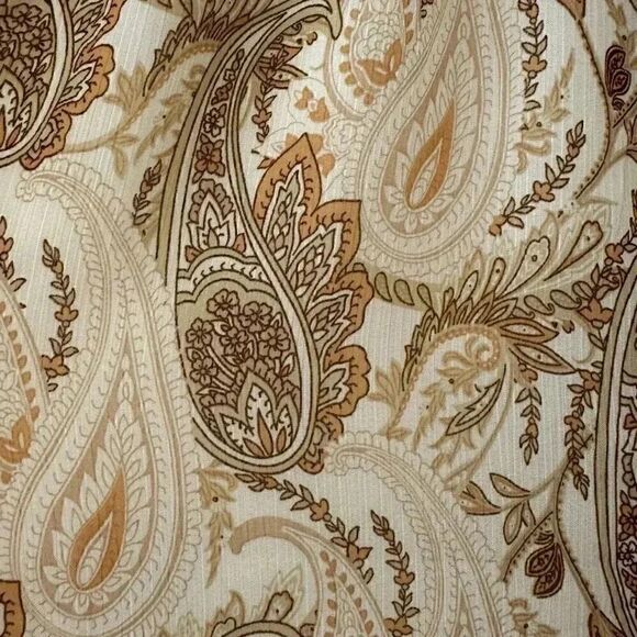 Joie PAISLEY PRINTED RETRO BLOUSE Linen IN BROWN Cream SZ L #1955 - Picture 8 of 11
